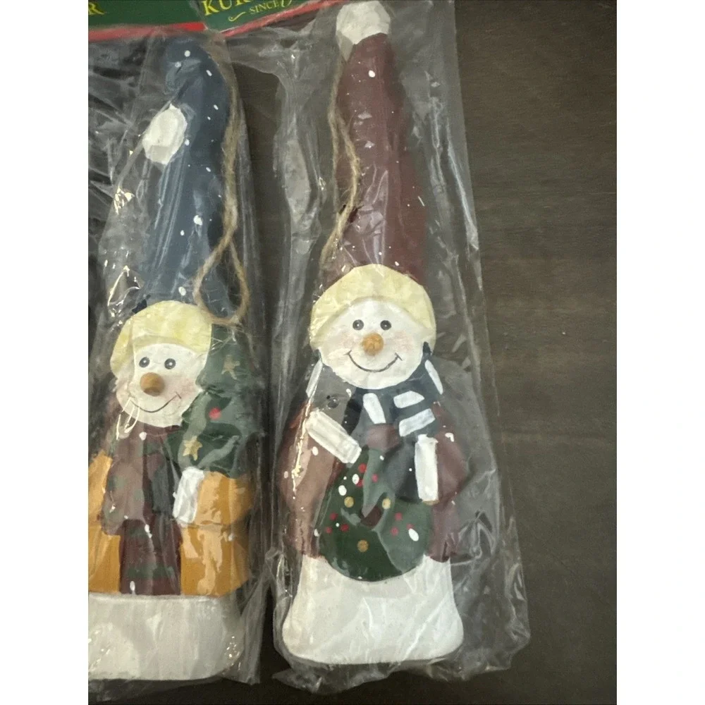 Vintage‎ Kurt Adler Snowman Christmas Tree Ornament Wooden Snowman 6.5